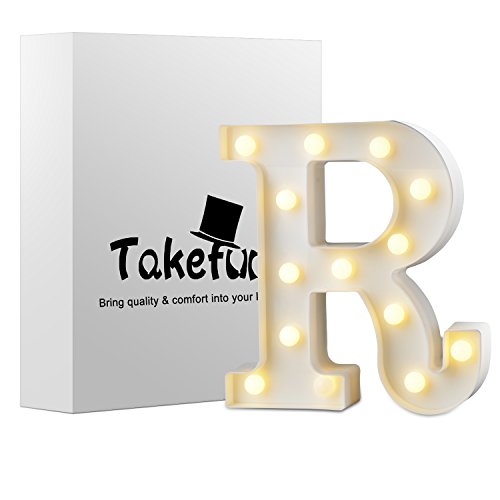 Takefuns Letras Led Luminosas Decorativas Letras Decorativas Luces De Espejo Del Alfabeto A-Z con Luces de LED para Decoración de DIY Wedding Party Dormitorio Decoración de Navidad- Letra R