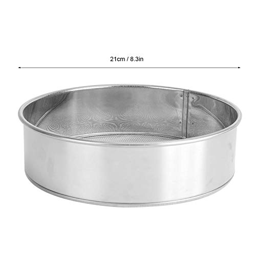 Tamiz de harina de acero inoxidable Tamiz de harina de malla fina Colador de trigo integral redondo Plumero de harina Tamizado de horneado 8 pulgadas