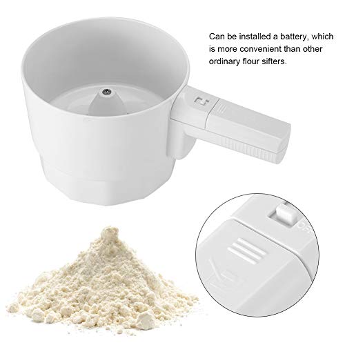 Tamiz de harina eléctrico Tamiz de mano Operador a batería Colador de plástico Forma de vaso Polvo Coctelera Cocina Hornear Pastelería