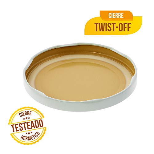 Tapas metalicas para tarros de Cristal Botes hermeticos Tapa de Repuesto de conservas Tarro hermetico Bote de Vidrio de Diferentes diametros Tapas a Rosca (77 mm diámetro)