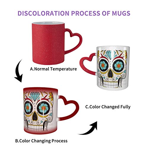 Taza de café con cielo estrellado termosensible personalizada del Día de los Muertos de México taza de 11 oz