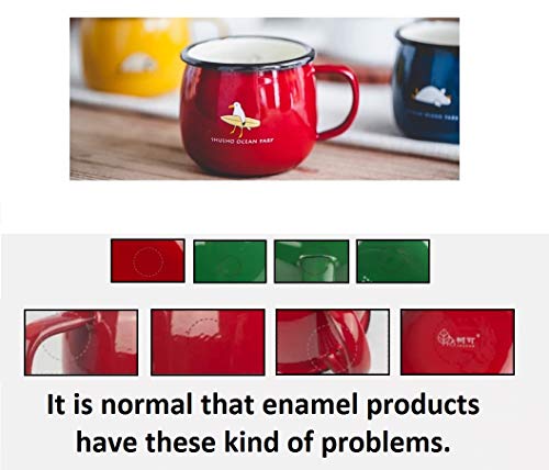 Taza de café para acampar de esmalte, patrón de dibujos animados lindo bueno para la taza de bebida diaria para niños (verde)