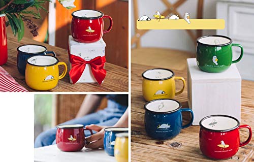 Taza de café para acampar de esmalte, patrón de dibujos animados lindo bueno para la taza de bebida diaria para niños (verde)