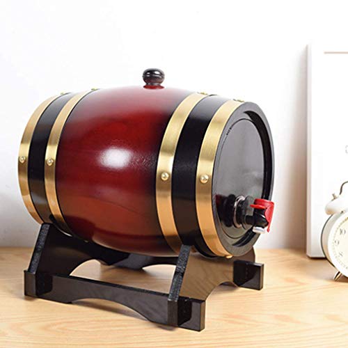 Tcbz Dispensador de Barril de Whisky, barriles de envejecimiento de Roble, decantador de Barril de Whisky casero para Vino, licores, Cerveza y Licor, 5 l, Color Retro