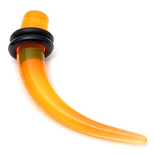 TDi Body Jewellery - Piercing de oreja acrílica UV con forma de garra curvada de calibre 5 mm, color naranja