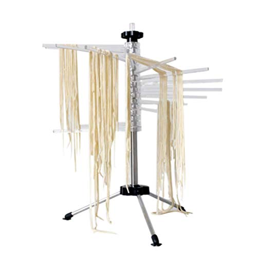Tebery Secador de Pasta para hasta 2,5 kg de Pasta, 16 peldaños Extensibles, Varilla de Transporte integrada, Plegable – Secador de Espaguetis, secador de Pasta