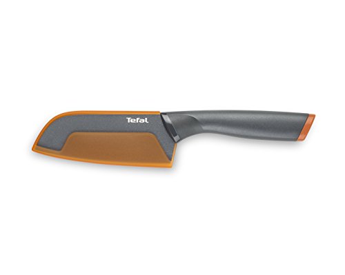 Tefal K1220115 - Cuchillo santoku Naranja + protección, Acero, Gris, 25,6 x 1,7 x 5,1 cm