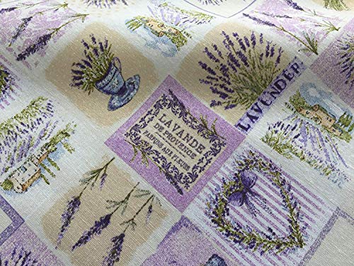 Tela de algodón con estampado de lavanda francesa, tela de paisaje floral, confección de vestidos, cortinas, tapicería ligera, 140 cm de ancho, Lavanda, 1 m