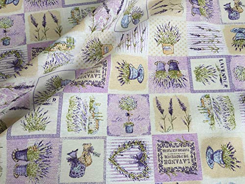 Tela de algodón con estampado de lavanda francesa, tela de paisaje floral, confección de vestidos, cortinas, tapicería ligera, 140 cm de ancho, Lavanda, 1 m