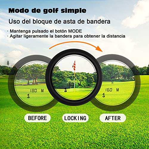 Telémetro de Golf,Tacklife-MLR04,Telémetro Profesional 600m,Telemetro Prismático Medidor Monocular, Multifunciones con Bloqueo de Bandera, 6X Aumento, Medición de diatancia y Velocidad,para Golf,Caza