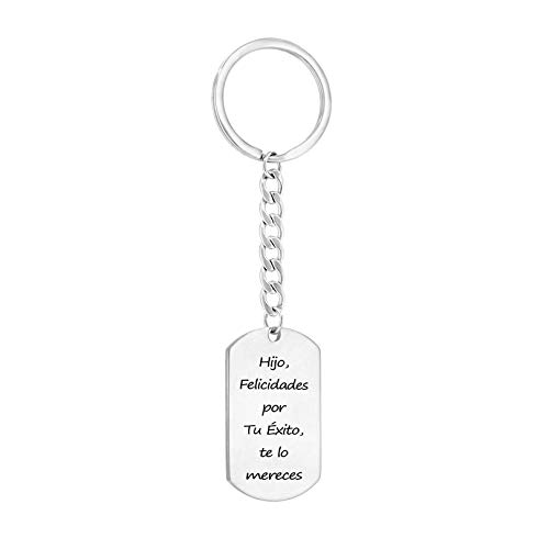 TEMPUS FUGIT. Regalo para el Hijo. Llavero de Acero Inoxidable Antialérgico Brillante Inalterable, con Mensaje Grabado