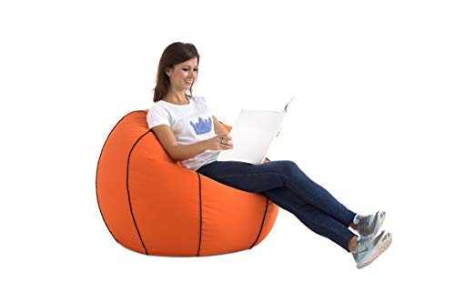 Textilhome - Pelota PUF de Futbol y Basket de Puff, 90cm Diametro. Divertido, Resistente, Doble repunte. (Naranja)