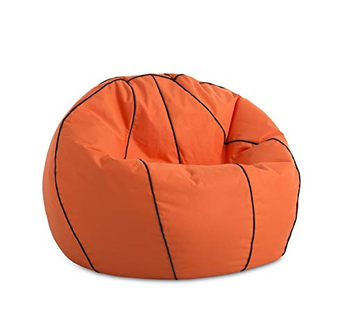 Textilhome - Pelota PUF de Futbol y Basket de Puff, 90cm Diametro. Divertido, Resistente, Doble repunte. (Naranja)