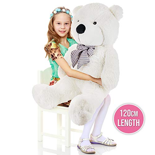 THE TWIDDLERS Oso Peluche 120cm - Gigante Blanco Teddy Bear con Sensación De Felpa Suave Regalo para Día De San Valentín –Grande Tierno Y Romántico para Pareja, Y Ocasiones Especiales