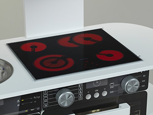 Theo Klein 9459 Cocina de juguete de madera grande Miele, Cocina de madera blanca que,incluye hornillo, lavavajillas y cafetera expreso,fregadero extraíble,a partir de 3 años,87 cm x 32 cm x 93,5 cm