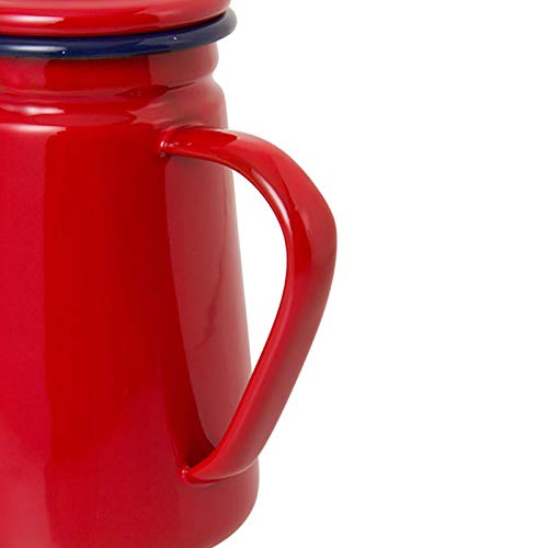 Tiamu Cafetera de Esmalte de Alto Grado de 1.1L Verter sobre Leche Jarra de Agua Jarra Tetera Barista Hervidor para Estufa de Gas y Cocina de InduccióN Rojo