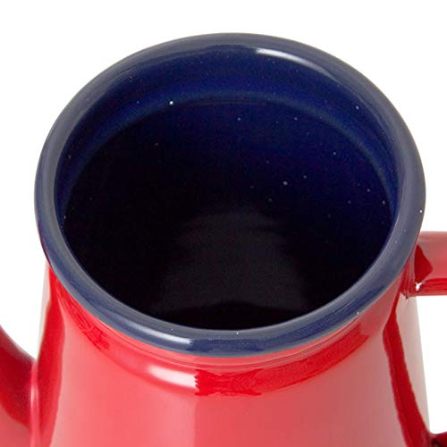 Tiamu Cafetera de Esmalte de Alto Grado de 1.1L Verter sobre Leche Jarra de Agua Jarra Tetera Barista Hervidor para Estufa de Gas y Cocina de InduccióN Rojo
