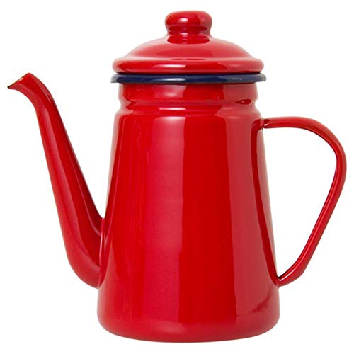 Tiamu Cafetera de Esmalte de Alto Grado de 1.1L Verter sobre Leche Jarra de Agua Jarra Tetera Barista Hervidor para Estufa de Gas y Cocina de InduccióN Rojo