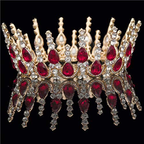 Tiaras redondas de cristal multicolor con cristales plateados y dorados para boda, corona de novia con diamantes de imitación, accesorio para el pelo, color dorado y blanco