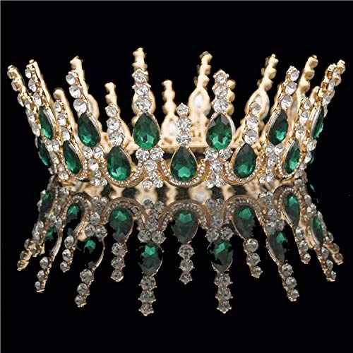 Tiaras redondas de cristal multicolor con cristales plateados y dorados para boda, corona de novia con diamantes de imitación, accesorio para el pelo, color dorado y blanco