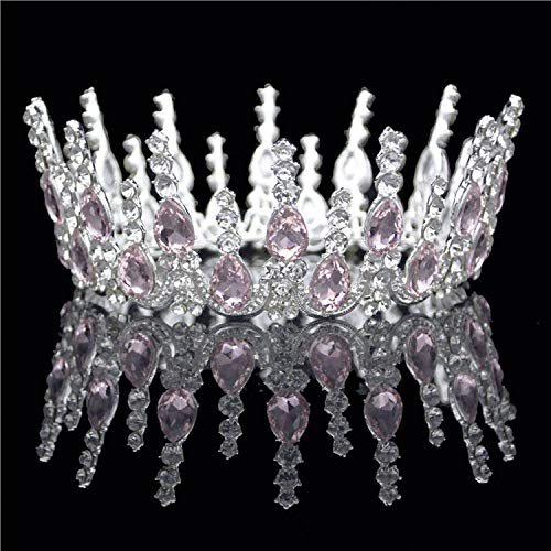 Tiaras redondas de cristal multicolor con cristales plateados y dorados para boda, corona de novia con diamantes de imitación, accesorio para el pelo, color dorado y blanco