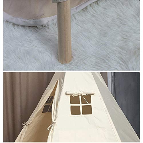 Tienda de lona de algodón portátil Decoración de la habitación interior Tiendas de casa de juegos Accesorios de fotografía Tipi for niñas Niños Bebés Niño pequeño con cortinas Ventana Túneles de carpa