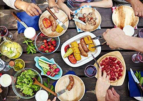 Tierra restaurada | Platos de hoja de palma | Tazones redondos | Fiesta con cuencos desechables | Plato de papel Fiesta | Juego de barbacoa | Juego de picnic (Ø 5 pulgadas redondo – 25 piezas)