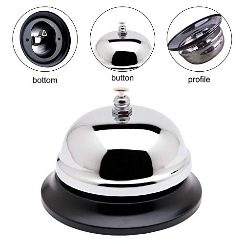 Timbre de Recepción Timbre de Mesa Campana Clasico de Acero para Llamadas Bell para Hotel, Bar, Escuelas, Restaurantes, Hospitales (3pack)