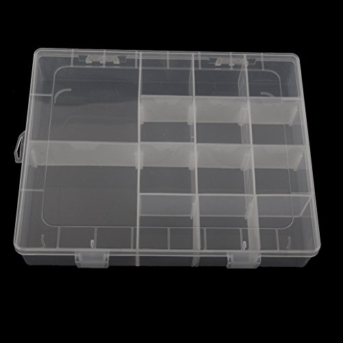 Tinksky 14-red de almacenamiento plástico envase casos joyero organizador con separadores removibles (transparentes)