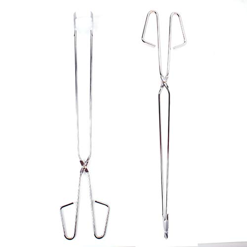 Tipo de tijeras de acero inoxidable Pinza para alimentos a la parrilla Pinzas para barbacoa portátiles Pinza universal para alimentos Gadget para exteriores Herramientas para barbacoa - Plata