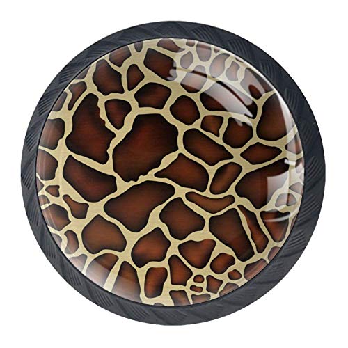 Tiradores de cajones dorados, 4 tiradores para puerta de armario de cocina, decoración de frutas, caramelos, Piel de jirafa en color amarillo, 3.5×2.8CM/1.38×1.10IN