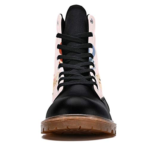 TIZORAX Botas de invierno para las mujeres Postre Copa imprime la parte superior alta con cordones clásicos zapatos de la escuela de lona, color Multicolor, talla 39 EU