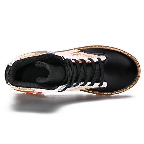 TIZORAX Botas de invierno para las mujeres Postre Copa imprime la parte superior alta con cordones clásicos zapatos de la escuela de lona, color Multicolor, talla 39 EU