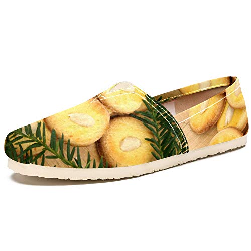 TIZORAX - Mocasín para mujer, diseño de galletas con mantequilla, informal, zapatos de barco, color Multicolor, talla 38.5 EU