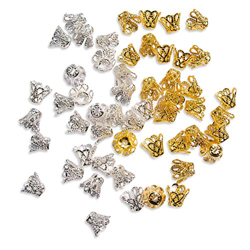 TOAOB flor de filigrana Bead caps 7 mm en forma de copa Oro Plata al por mayor para fabricación de joyería Pack de 600 Unidades