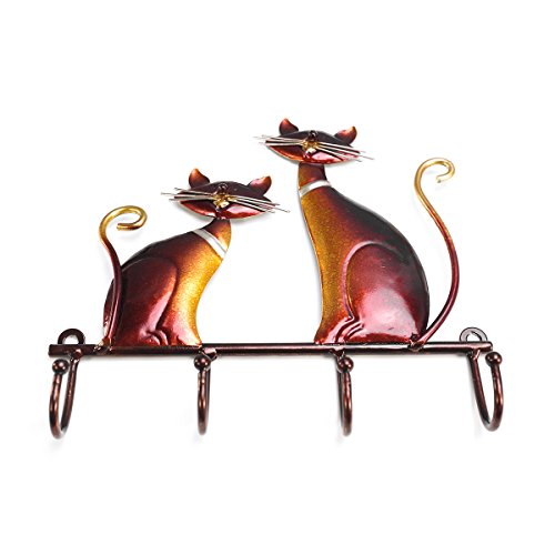 TOOARTS Perchero de pared Metal de Gato para Colgar llaves Sombreros para Decorar su Hogar Estilo Vintage