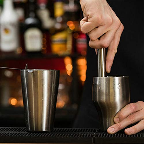 TOOGOO Coctelera Francesa de Acero Inoxidable de 650 Ml Coctelera CláSica y Elegante Bar Coctelera Barman Herramienta de Barra Negro