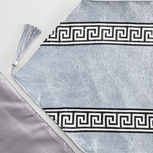 Top Finel Rayas geométrico de Color Corredor de la Tabla de Mezcla Camino con borlas para la Cena artística Fiesta decoración de la Boda Mesa de Comedor Manera(33cmX210cm) Gris