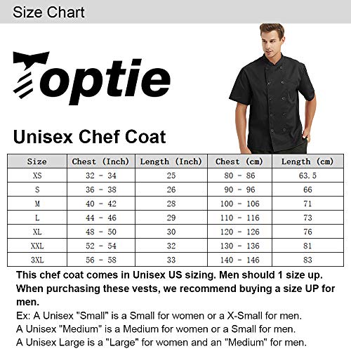 TopTie Chaqueta Chef Manga corta Cocina Cocinero Abrigo Raya Uniformes Blanco L