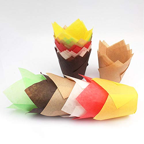 Topxingch 50 piezas a prueba de aceite Tulip Cake Cup Muffin Cupcake Liner soporte de papel para hornear herramienta Dark Coffee