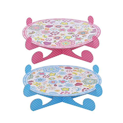 TOYANDONA Soporte para Cupcakes De Un Nivel Estante para Pasteles Desechable Suministros para Fiestas Bandeja De Aperitivos 2 Piezas (Rosa + Azul)