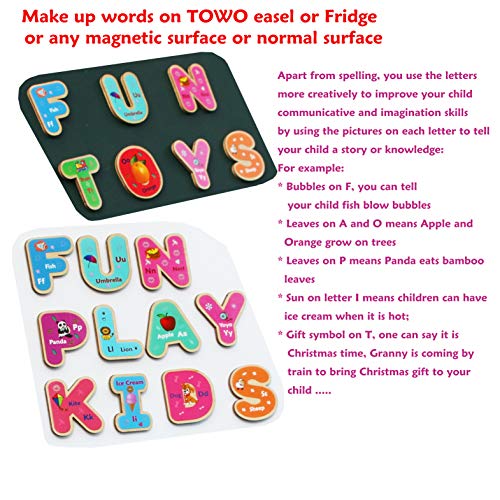 Toys of Wood Oxford Letras y números magnéticos de Madera - Imanes de Nevera para niños - Imanes de Letras y números del Alfabeto para niños - Juguetes de Aprendizaje de ortografía y ABC