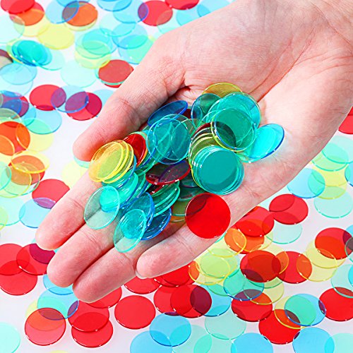 Toyvian 400pcs 4 Colores 3/4 Pulgada Pro Count Bingo Chips Marcadores para Tarjetas de Juego de Bingo