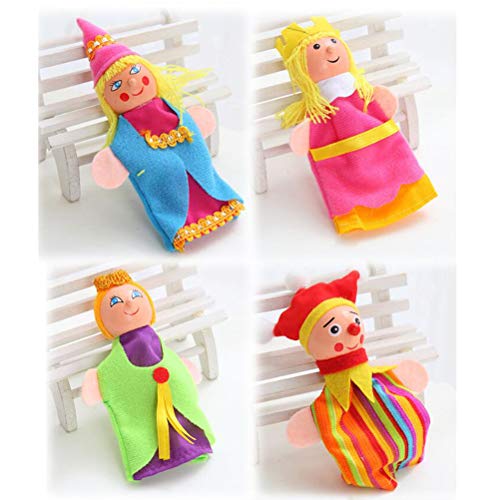 Toyvian Marionetas de Dedo de Madera Premium Cuentos de Hadas Canciones Infantiles Letras, Familia y muñecas de Kingdom Kingdom para niños Story Time (6pcs / Set)
