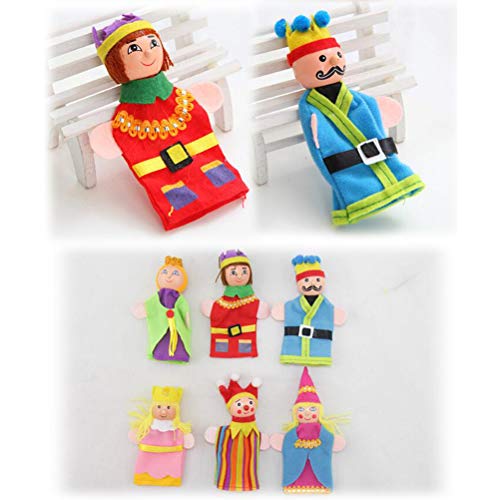 Toyvian Marionetas de Dedo de Madera Premium Cuentos de Hadas Canciones Infantiles Letras, Familia y muñecas de Kingdom Kingdom para niños Story Time (6pcs / Set)