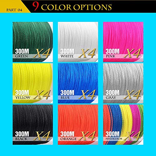 Trenza Línea de Pesca 300M 4 Hilos Cable de Pesca multifilamento Carpa Pesca 12 15 20 30 38 43 52 62 83lb, 500m-Negro, 5.0