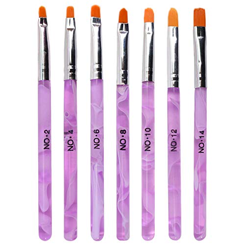 TRIXES 7 Pinceles Uñas Acrilicas de Manicura para Aplicar Gel UV o Decorar Uñas Postizas Acrílicas