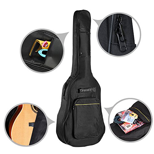 TRIXES Funda Acolchada de Guitarra Clásica y Acústica de Tamaño Completo Bolsa de Guitarra Clásica y Acústica Negro Transporte Con Un Tira Para el Hombro Ajustable y un Amplio Compartimento Frontal