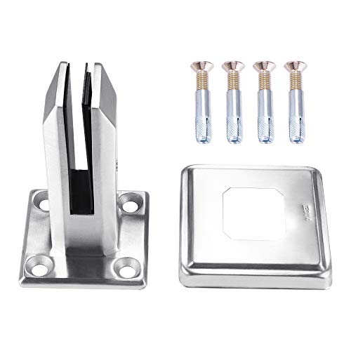 TTAototech 1 unid Postes de panel de vidrio de acero inoxidable Escaleras de servicio pesado Baranda de barandilla de piscina Balcón Abrazadera de valla de vidrio (Cuadrado)