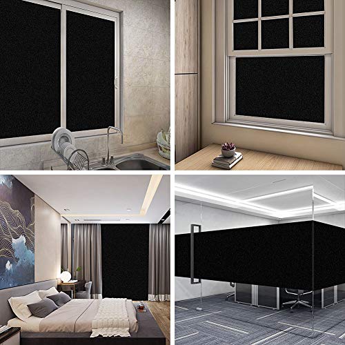 TTMOW Vinilo Adhesivo Negro para Ventana Cristal Bloquear 100% del Luz Película para Ventana Láminas Electrostaticas, Control de Calor y Anti UV, 44 x 200 cm